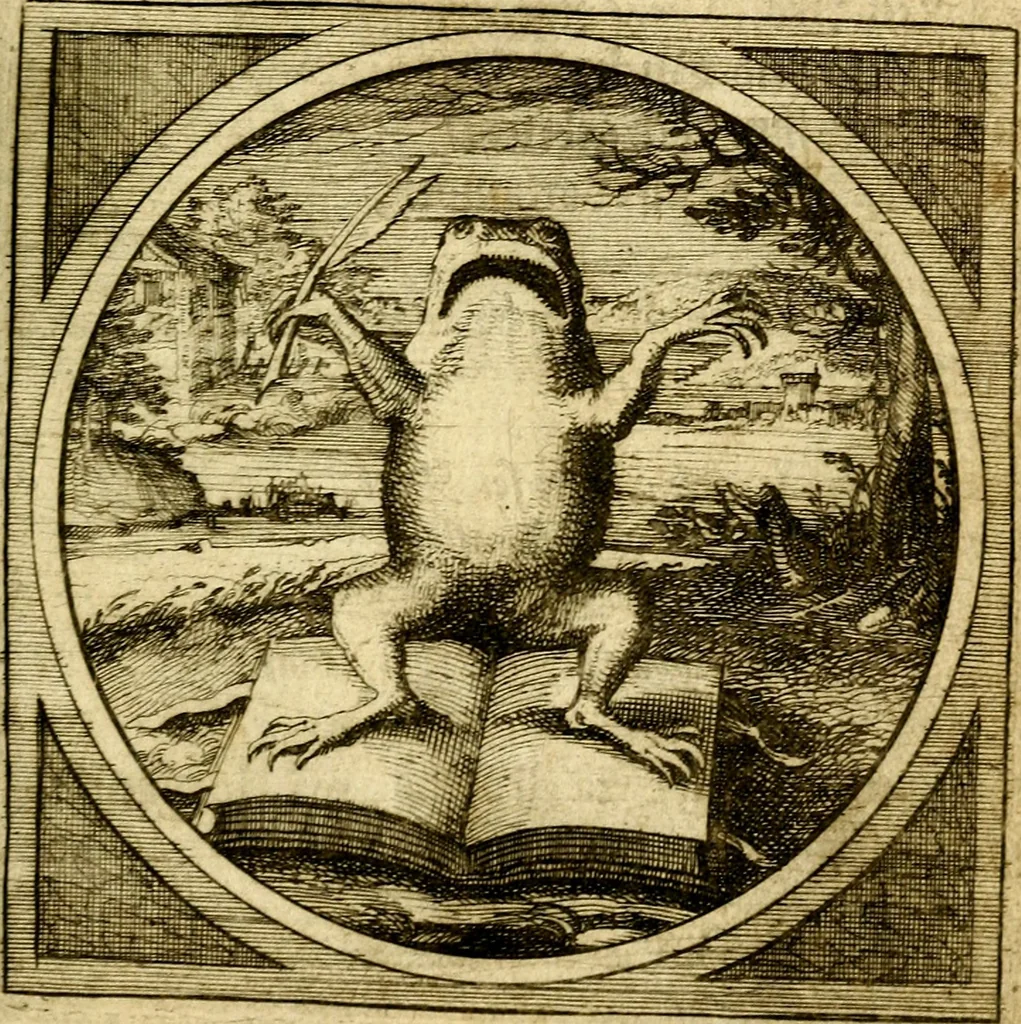 An illustration from Emblemata moralia nova, das ist: achtzig Sinnreiche nachdenckliche Figuren auss heyliger Schrifft in Kupfferstücken fürgestellet, worinnen schöne Anweisungen zu wahrer Gottesforcht begrieffen ... mit Lateinischen und Teutschen, nachmals aber von M.C.R. mit Frantzösischen und Italianischen Versen erkläret .., 1630, leaf 94