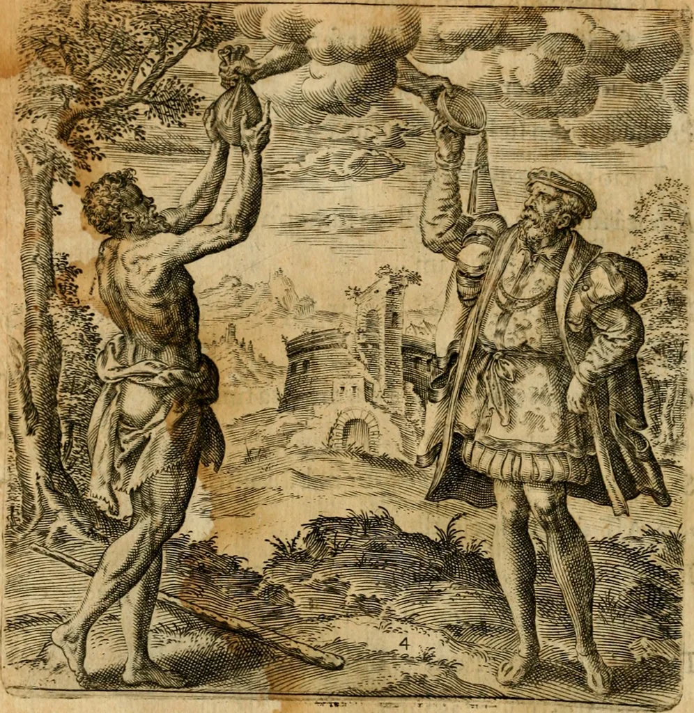 An illustration from Emblemata moralia et oeconomica de rerum usu et abusu, 1609, leaf 11