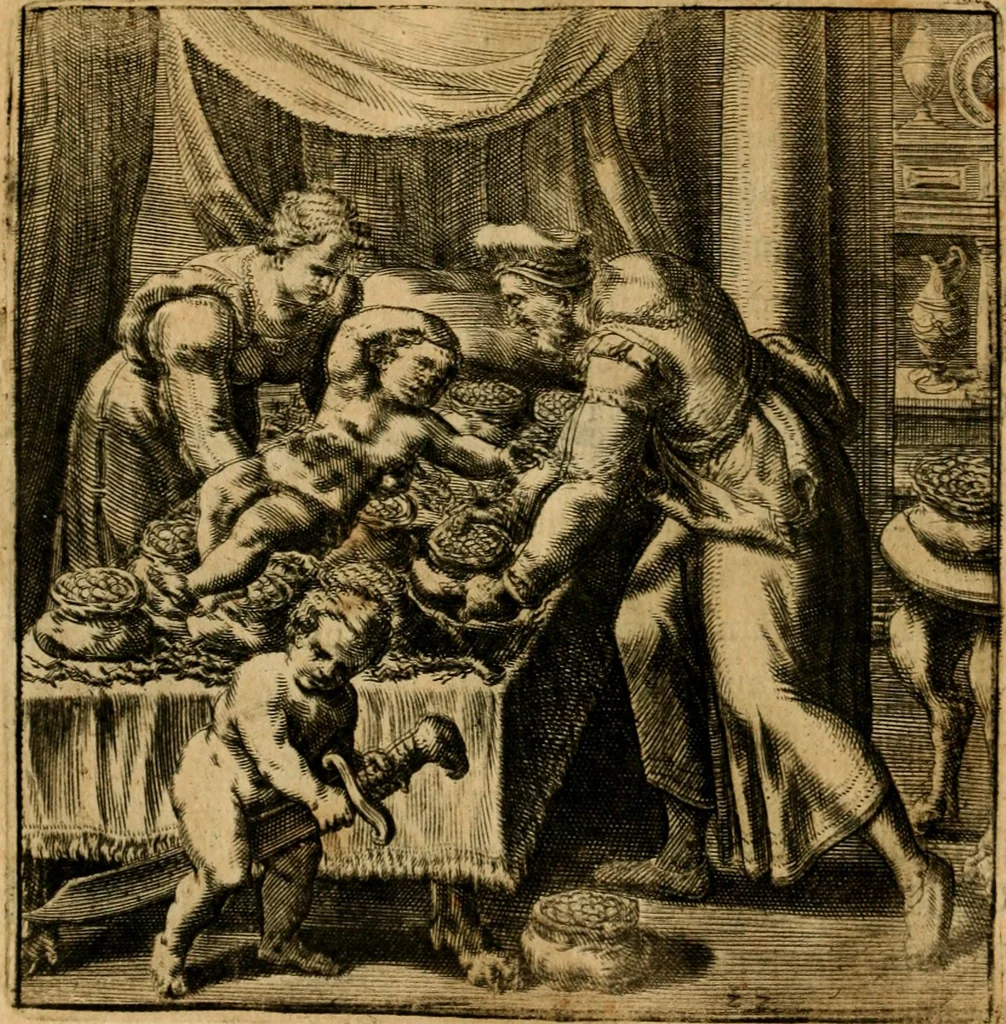An illustration from Emblemata moralia et oeconomica de rerum usu et abusu, 1609, leaf 47