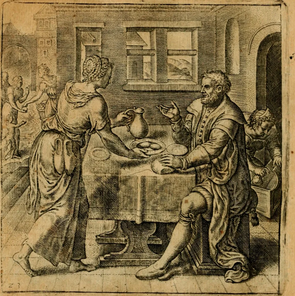 An illustration from Emblemata moralia et oeconomica de rerum usu et abusu, 1609, leaf 49