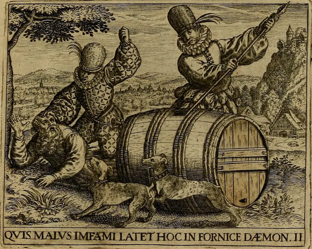 An illustration from Emblemata nobilitati et vulgo scitu digna : singulis historijs symbola adscripta & elegantes versus historiam explica[n]tes : accessit galearu[m] expositio, & disceptatio de origine nobilitatis, 1592, leaf 126