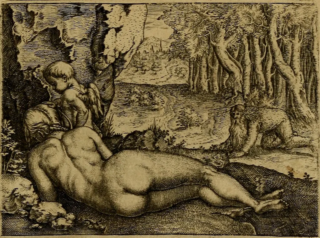 An illustration from Emblemata nobilitati et vulgo scitu digna : singulis historijs symbola adscripta & elegantes versus historiam explica[n]tes : accessit galearu[m] expositio, & disceptatio de origine nobilitatis, 1592, leaf 142