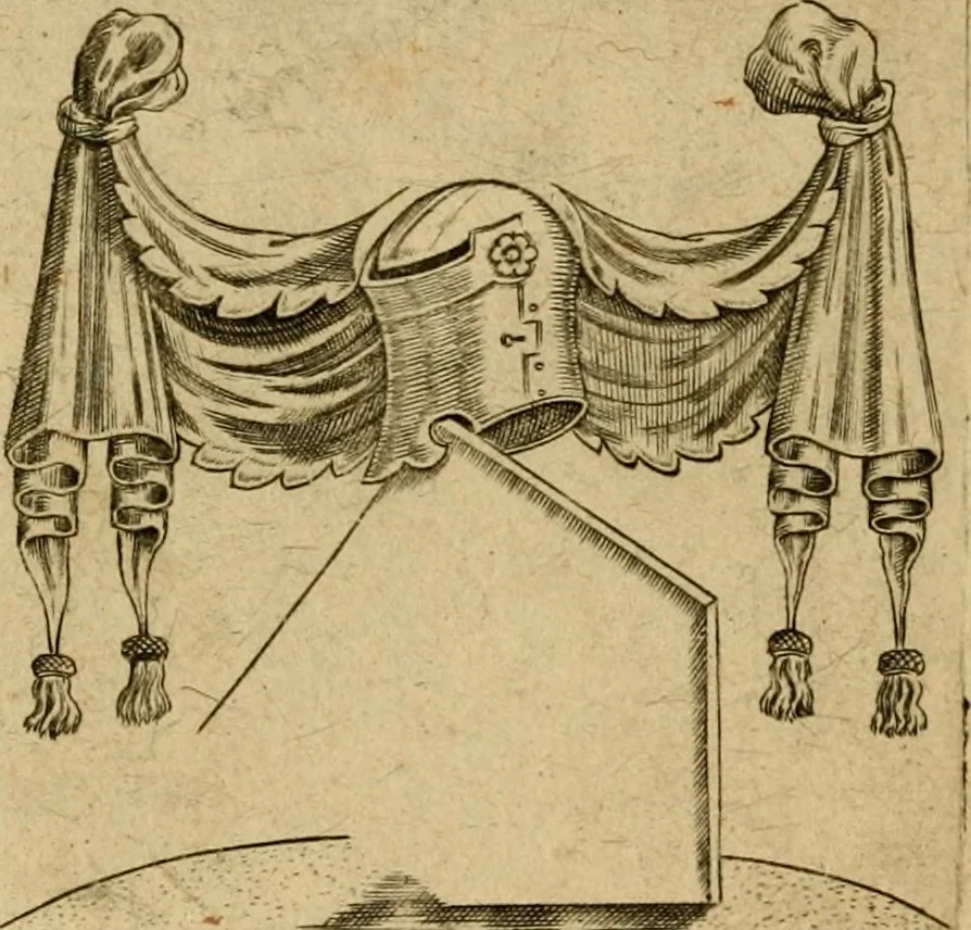 An illustration from Emblemata nobilitati et vulgo scitu digna : singulis historijs symbola adscripta & elegantes versus historiam explica[n]tes : accessit galearu[m] expositio, & disceptatio de origine nobilitatis, 1592, leaf 195