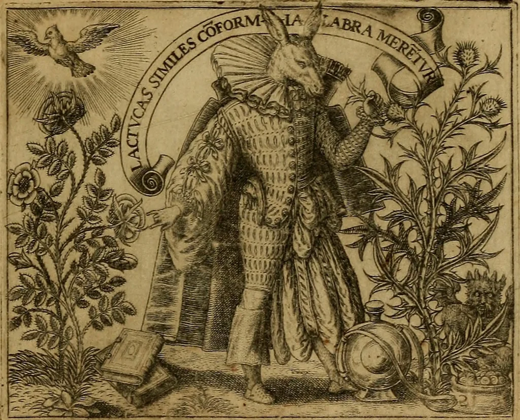 An illustration from Emblemata nobilitati et vulgo scitu digna : singulis historijs symbola adscripta & elegantes versus historiam explica[n]tes : accessit galearu[m] expositio, & disceptatio de origine nobilitatis, 1592, leaf 208