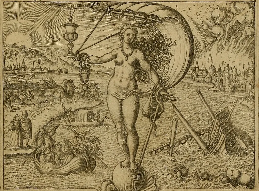 An illustration from Emblemata nobilitati et vulgo scitu digna : singulis historijs symbola adscripta & elegantes versus historiam explica[n]tes : accessit galearu[m] expositio, & disceptatio de origine nobilitatis, 1592, leaf 48