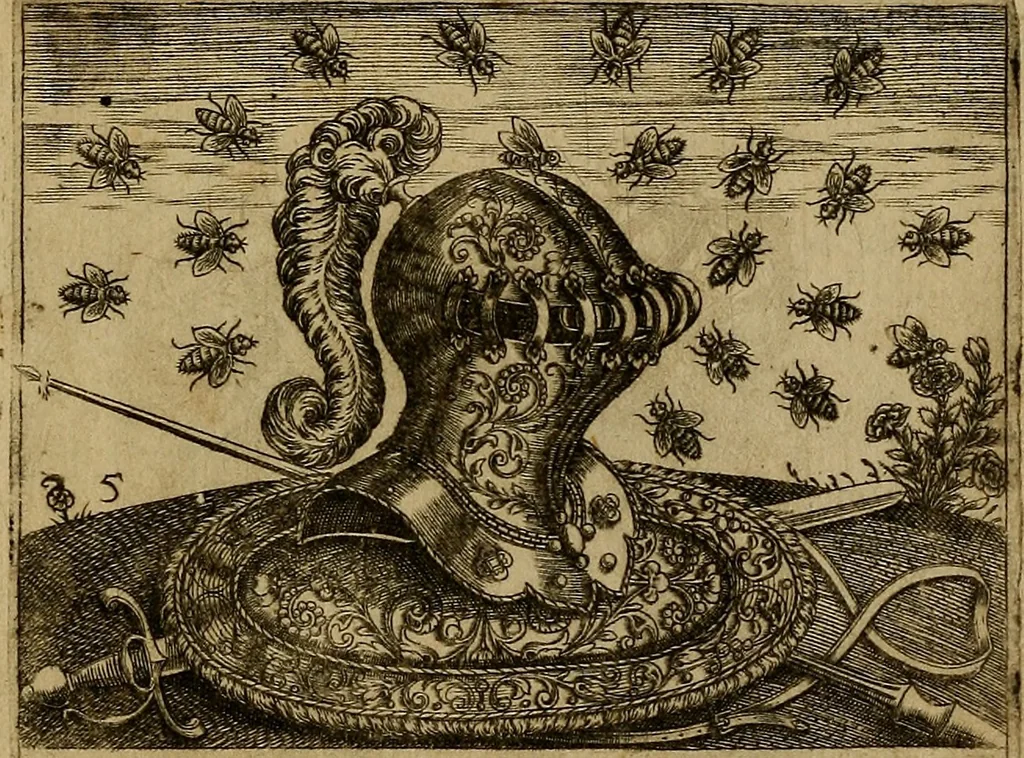 An illustration from Emblemata nobilitati et vulgo scitu digna : singulis historijs symbola adscripta & elegantes versus historiam explica[n]tes : accessit galearu[m] expositio, & disceptatio de origine nobilitatis, 1592, leaf 80