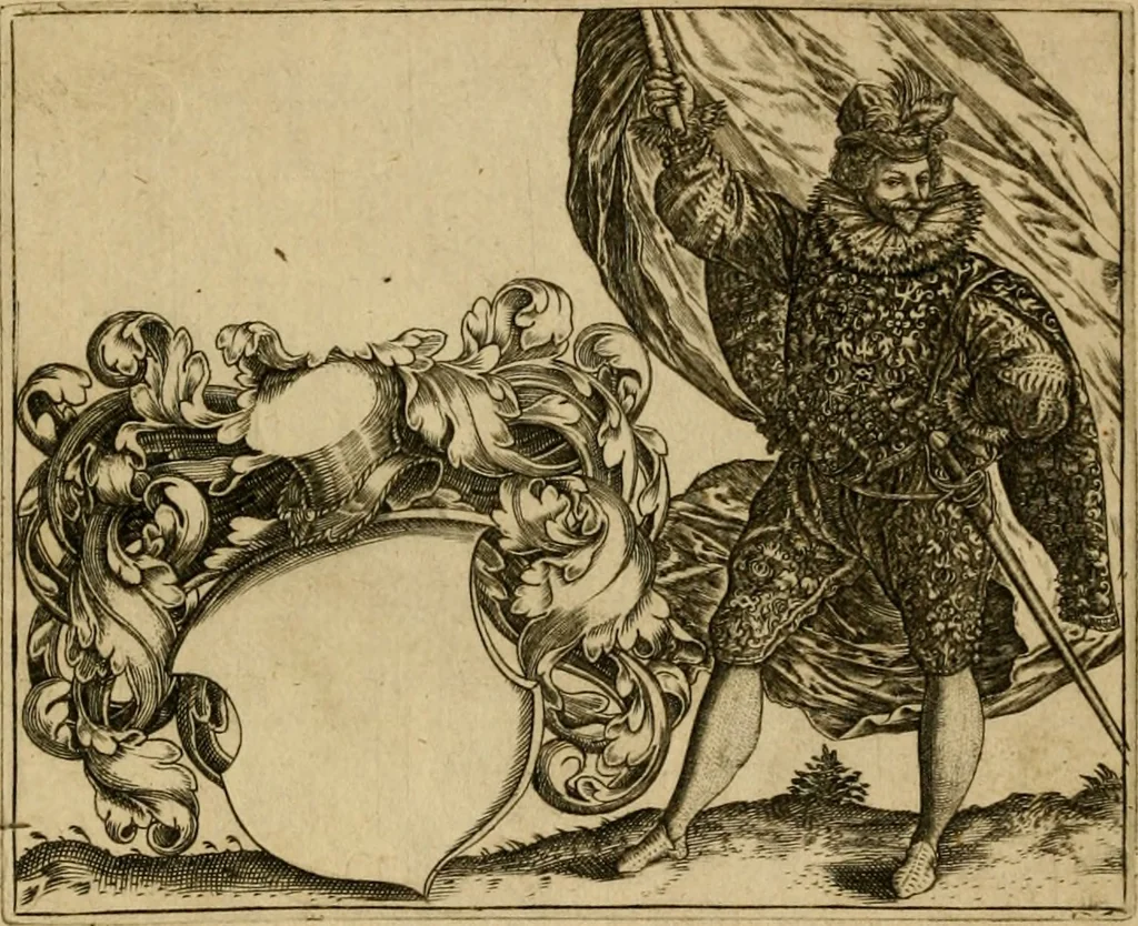 An illustration from Emblemata nobilitati et vulgo scitu digna : singulis historijs symbola adscripta & elegantes versus historiam explica[n]tes : accessit galearu[m] expositio, & disceptatio de origine nobilitatis, 1592, leaf 87