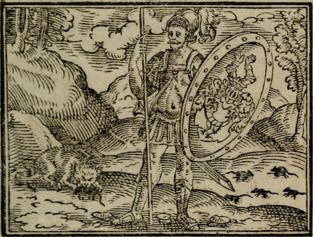 An illustration from Emblemata physico-ethica, hoc est, Naturae morum moderatricis picta praecepta : à Nicolao Taurello Montbelgardensi ... observata, & vario conscripta carmine, 1602, leaf 162