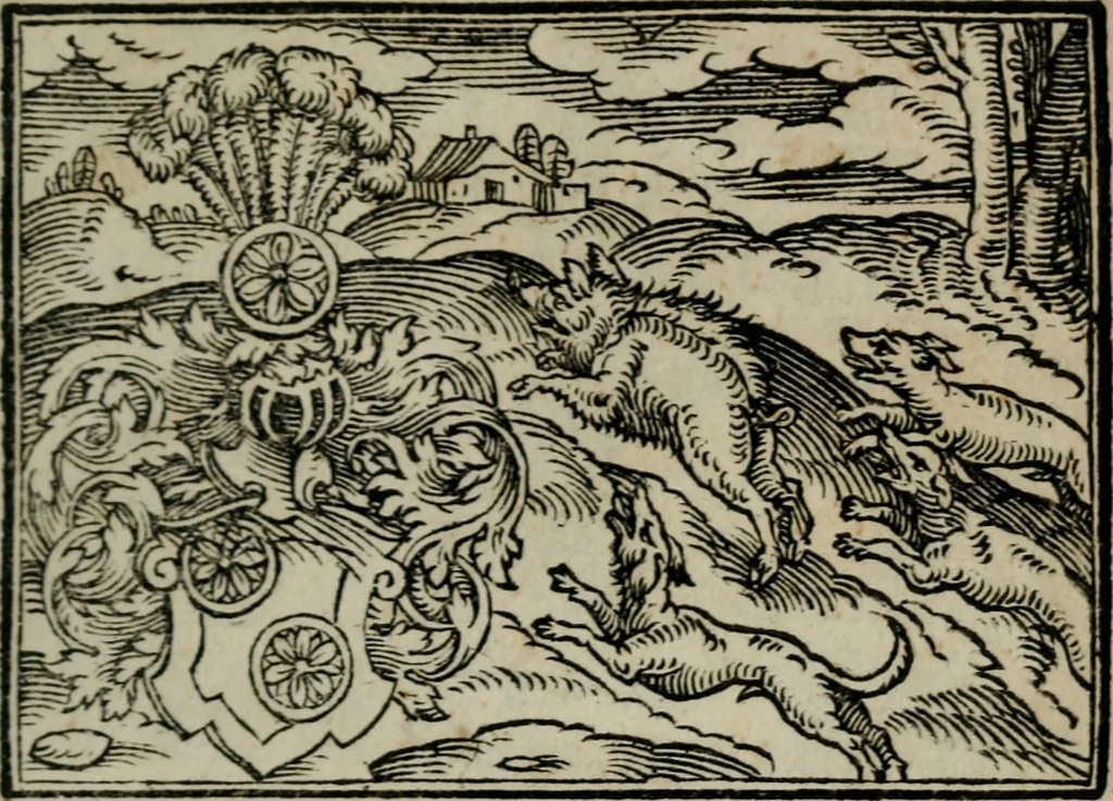 An illustration from Emblemata physico-ethica, hoc est, Naturae morum moderatricis picta praecepta : à Nicolao Taurello Montbelgardensi ... observata, & vario conscripta carmine, 1602, leaf 202