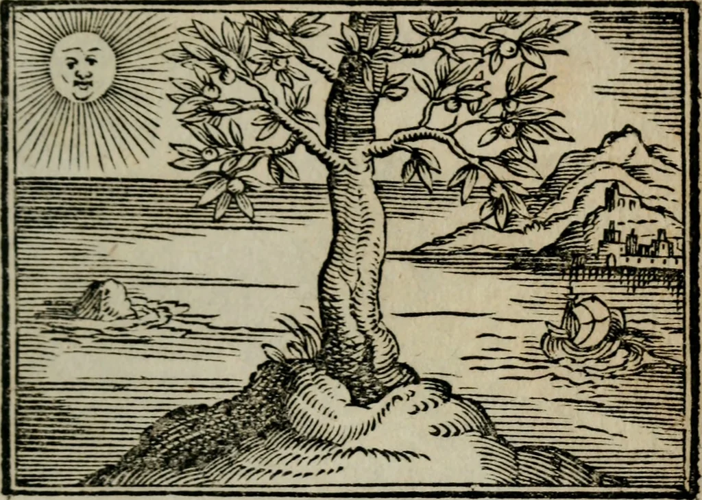 An illustration from Emblemata physico-ethica, hoc est, Naturae morum moderatricis picta praecepta : à Nicolao Taurello Montbelgardensi ... observata, & vario conscripta carmine, 1602, leaf 204