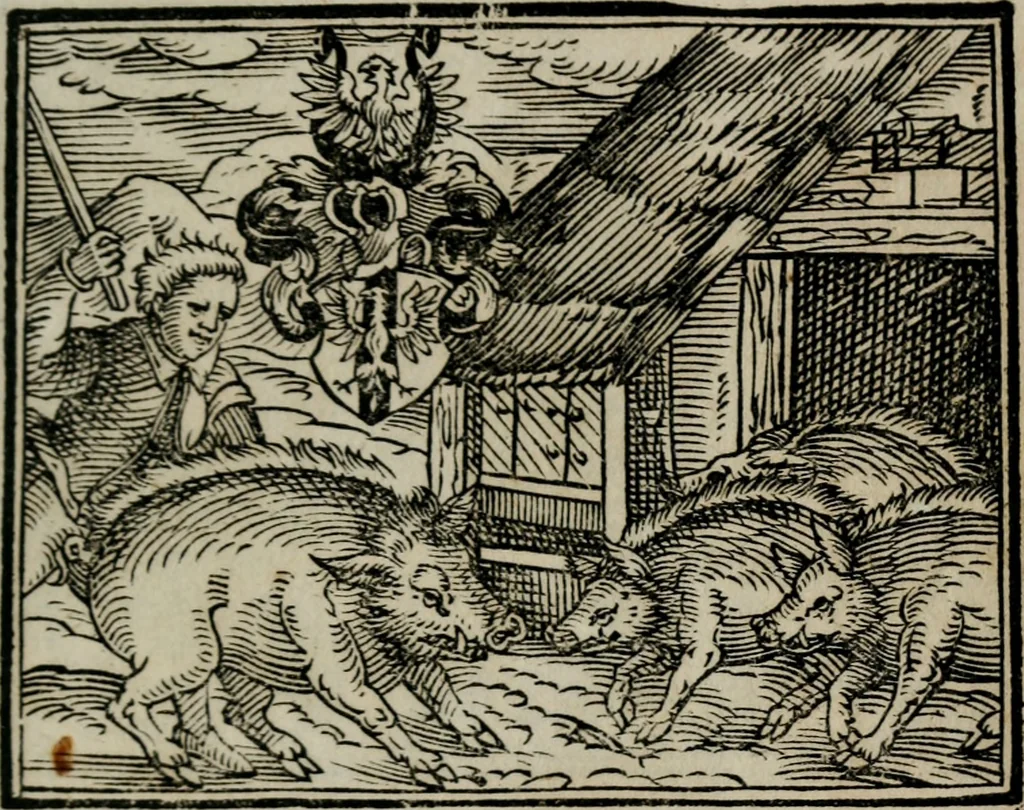An illustration from Emblemata physico-ethica, hoc est, Naturae morum moderatricis picta praecepta : à Nicolao Taurello Montbelgardensi ... observata, & vario conscripta carmine, 1602, leaf 220