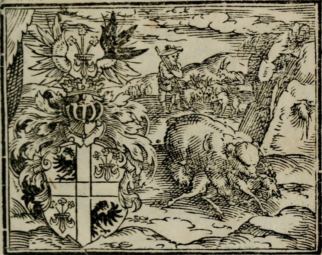 An illustration from Emblemata physico-ethica, hoc est, Naturae morum moderatricis picta praecepta : à Nicolao Taurello Montbelgardensi ... observata, & vario conscripta carmine, 1602, leaf 228