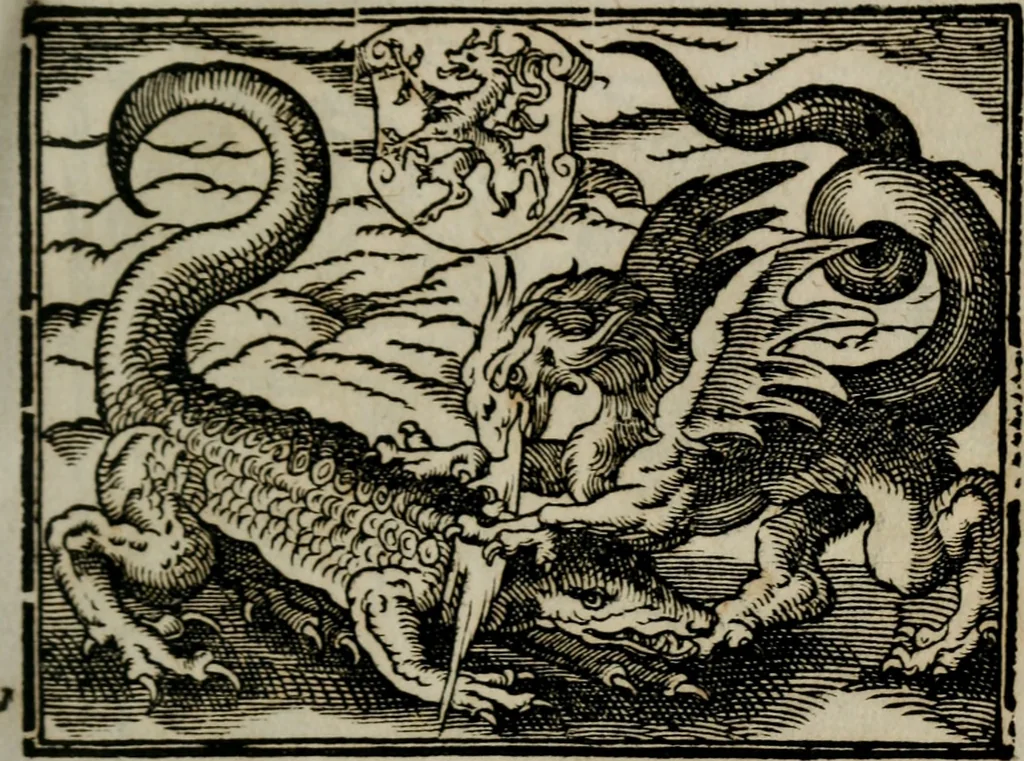 An illustration from Emblemata physico-ethica, hoc est, Naturae morum moderatricis picta praecepta : à Nicolao Taurello Montbelgardensi ... observata, & vario conscripta carmine, 1602, leaf 54