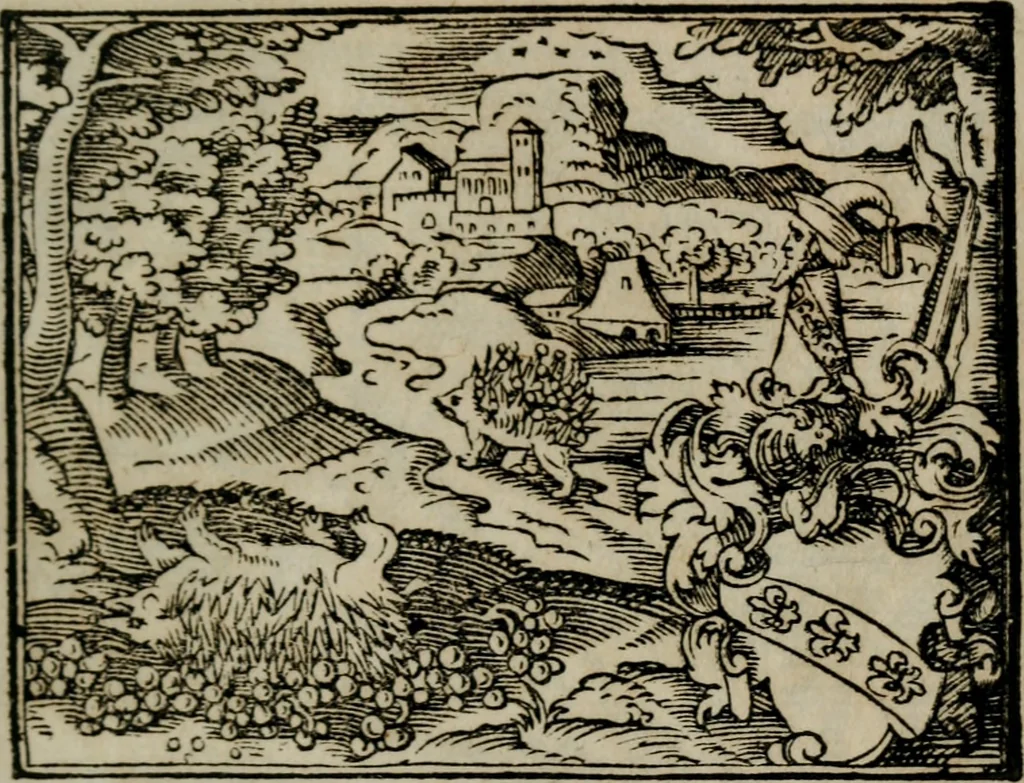 An illustration from Emblemata physico-ethica, hoc est, Naturae morum moderatricis picta praecepta : à Nicolao Taurello Montbelgardensi ... observata, & vario conscripta carmine, 1602, leaf 62