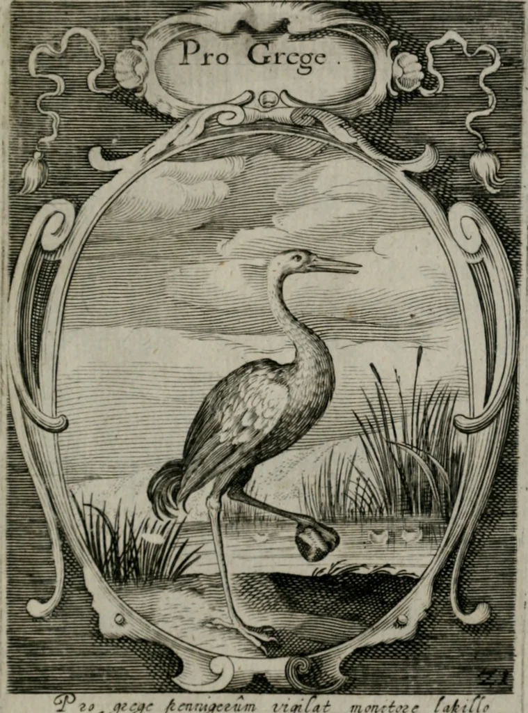 An illustration from Emblemata politica : in aula magna Curiæ Norinbergensis depicta : quæ sacra virtutum suggerunt monita prudenter administrandi fortiterque defendendi rempublicam, 1617, leaf 60