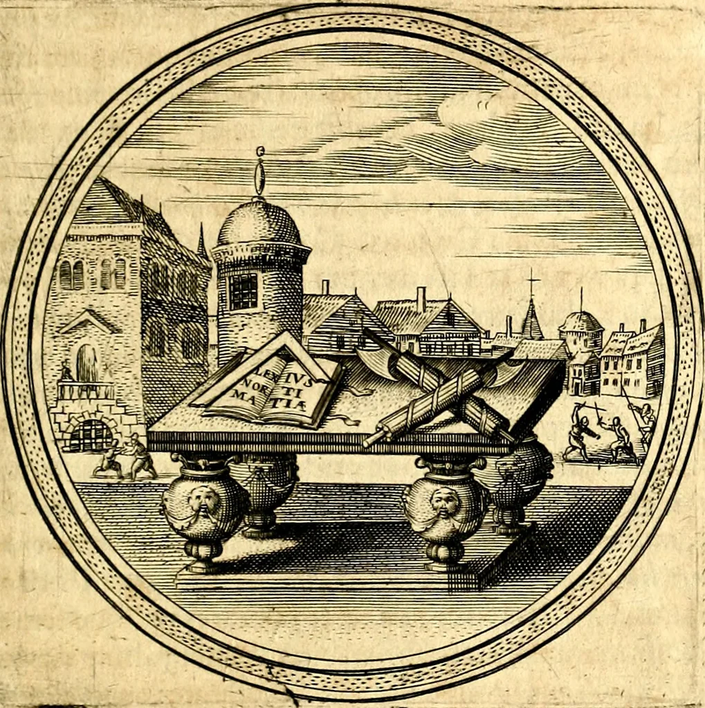 An illustration from Emblemata politica. Quibus ea, quae ad principatum spectant breviter demonstrantur singulor vero explicatio fusius proponitur. Opus novum, 1618, leaf 106