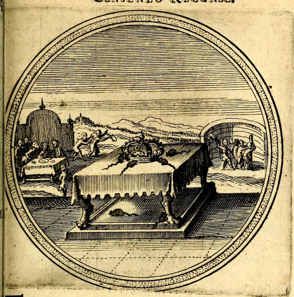 An illustration from Emblemata politica. Quibus ea, quae ad principatum spectant breviter demonstrantur singulor vero explicatio fusius proponitur. Opus novum, 1618, leaf 150