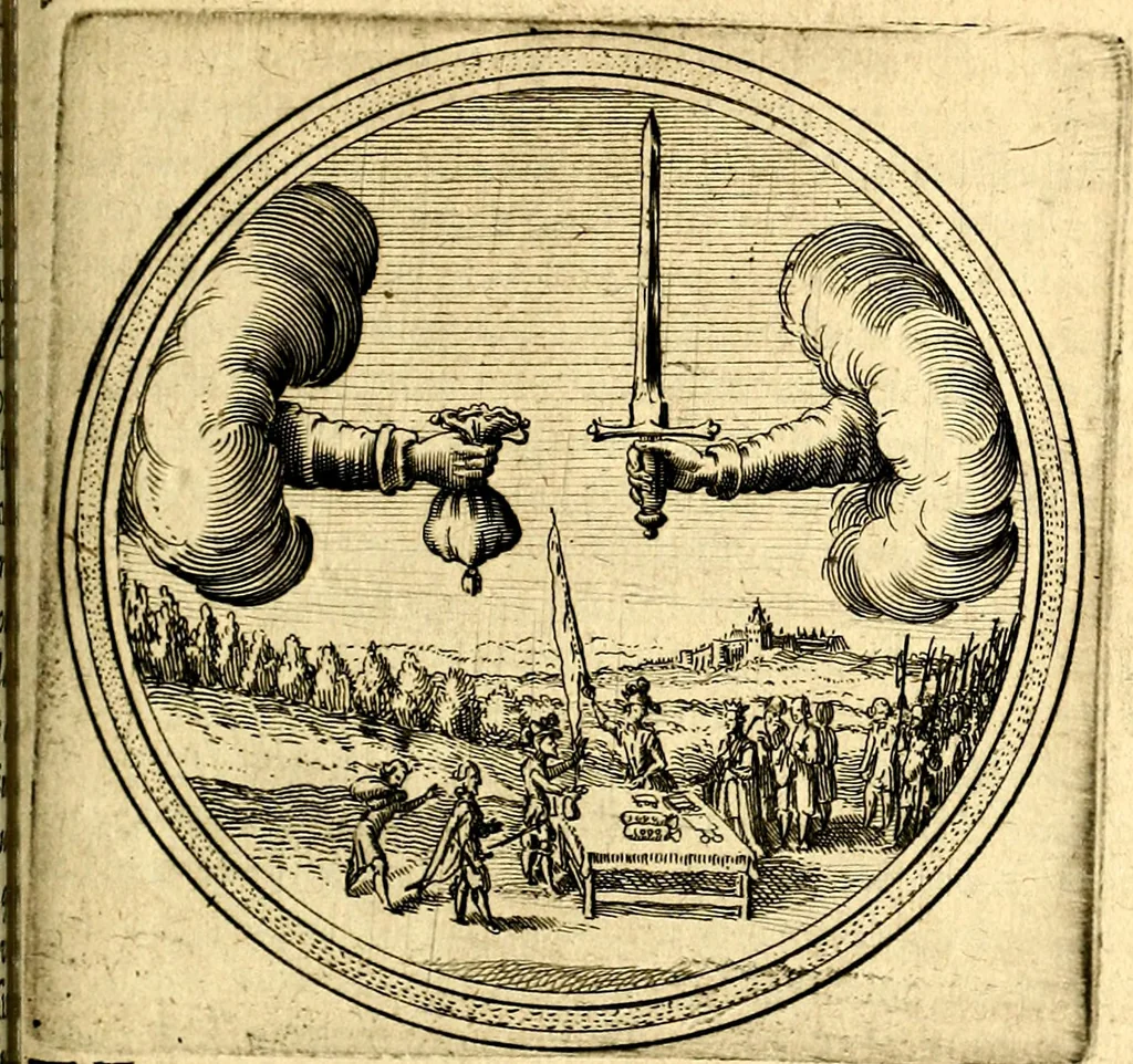 An illustration from Emblemata politica. Quibus ea, quae ad principatum spectant breviter demonstrantur singulor vero explicatio fusius proponitur. Opus novum, 1618, leaf 154