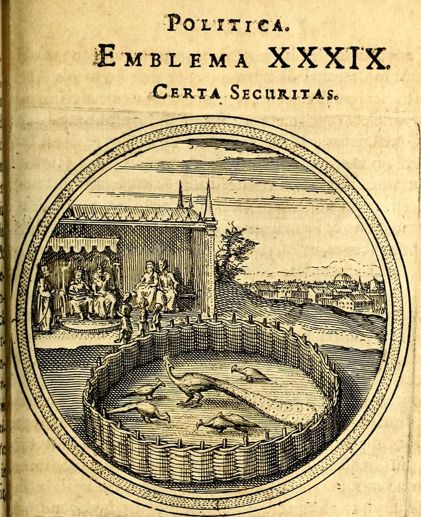 An illustration from Emblemata politica. Quibus ea, quae ad principatum spectant breviter demonstrantur singulor vero explicatio fusius proponitur. Opus novum, 1618, leaf 166