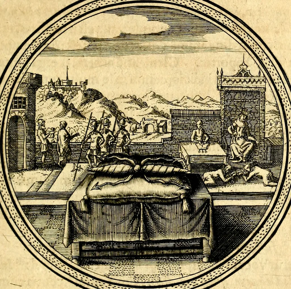 An illustration from Emblemata politica. Quibus ea, quae ad principatum spectant breviter demonstrantur singulor vero explicatio fusius proponitur. Opus novum, 1618, leaf 50