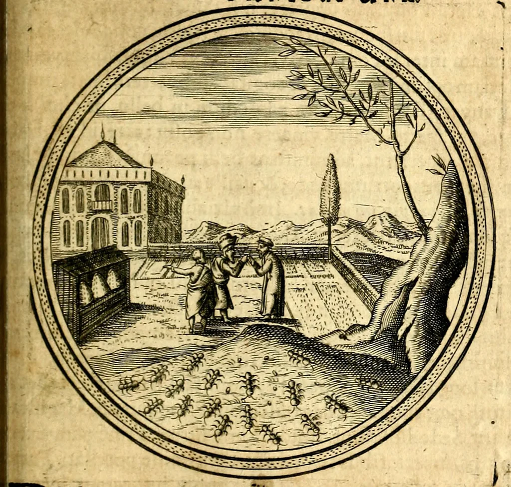 An illustration from Emblemata politica. Quibus ea, quae ad principatum spectant breviter demonstrantur singulor vero explicatio fusius proponitur. Opus novum, 1618, leaf 62