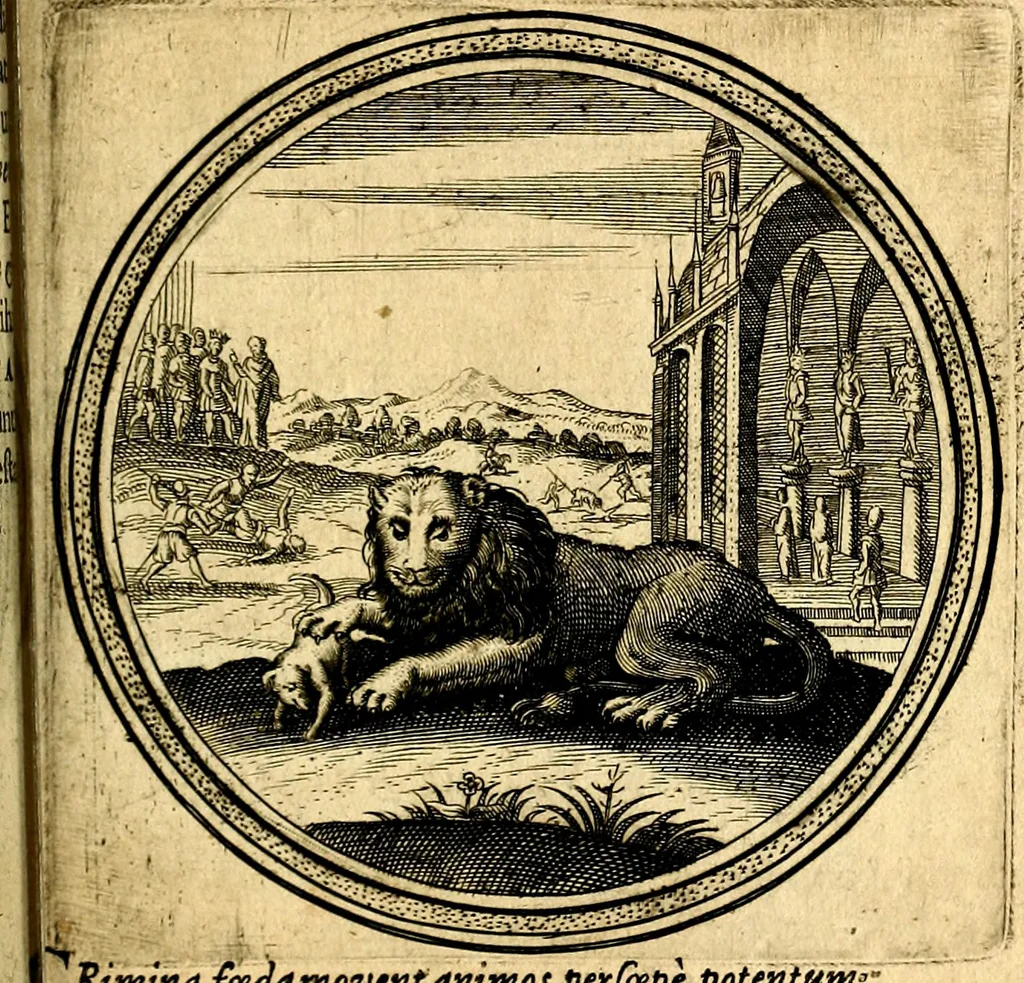 An illustration from Emblemata politica. Quibus ea, quae ad principatum spectant breviter demonstrantur singulor vero explicatio fusius proponitur. Opus novum, 1618, leaf 74