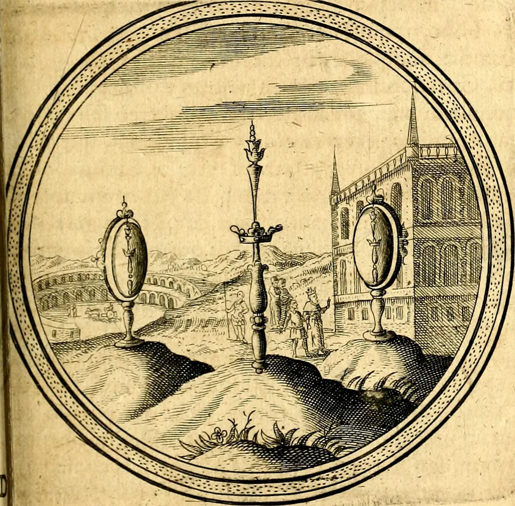 An illustration from Emblemata politica. Quibus ea, quae ad principatum spectant breviter demonstrantur singulor vero explicatio fusius proponitur. Opus novum, 1618, leaf 82