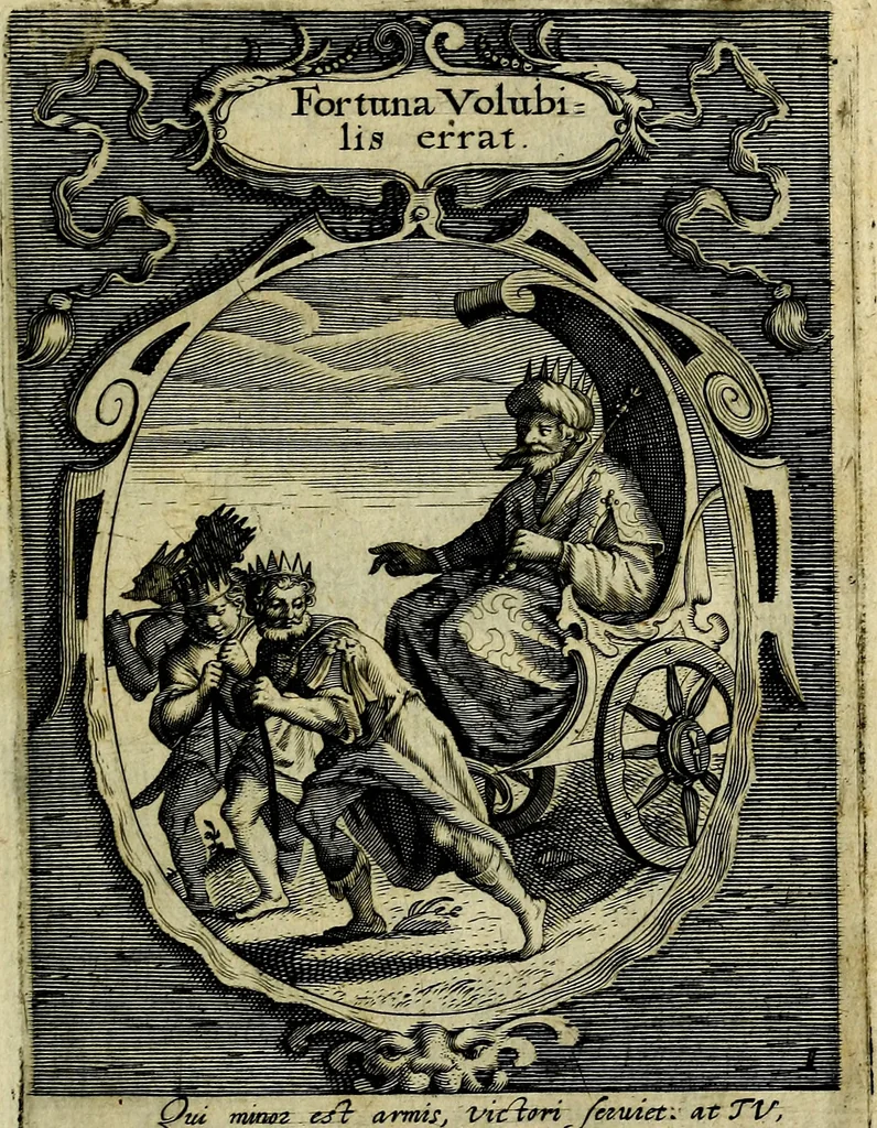 An illustration from Emblemata politica : in aula magna Curiae Noribergensis depicta, quae sacra viritutum suggerunt monita prudenter administrandi fortiterque defendendi rempublicam, 1617, leaf 22