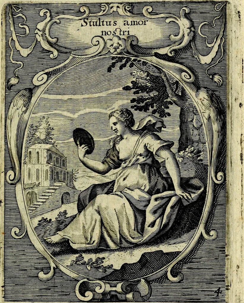 An illustration from Emblemata politica : in aula magna Curiae Noribergensis depicta, quae sacra viritutum suggerunt monita prudenter administrandi fortiterque defendendi rempublicam, 1617, leaf 28
