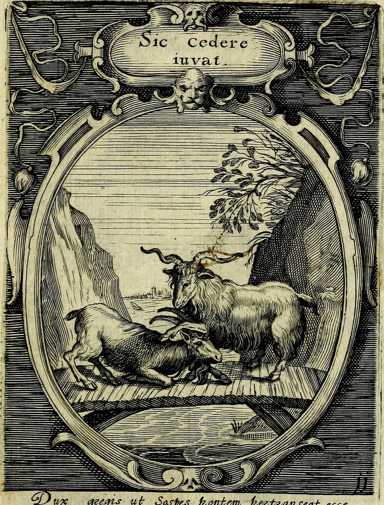 An illustration from Emblemata politica : in aula magna Curiae Noribergensis depicta, quae sacra viritutum suggerunt monita prudenter administrandi fortiterque defendendi rempublicam, 1617, leaf 42