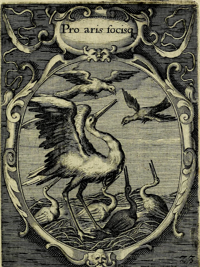 An illustration from Emblemata politica : in aula magna Curiae Noribergensis depicta, quae sacra viritutum suggerunt monita prudenter administrandi fortiterque defendendi rempublicam, 1617, leaf 66