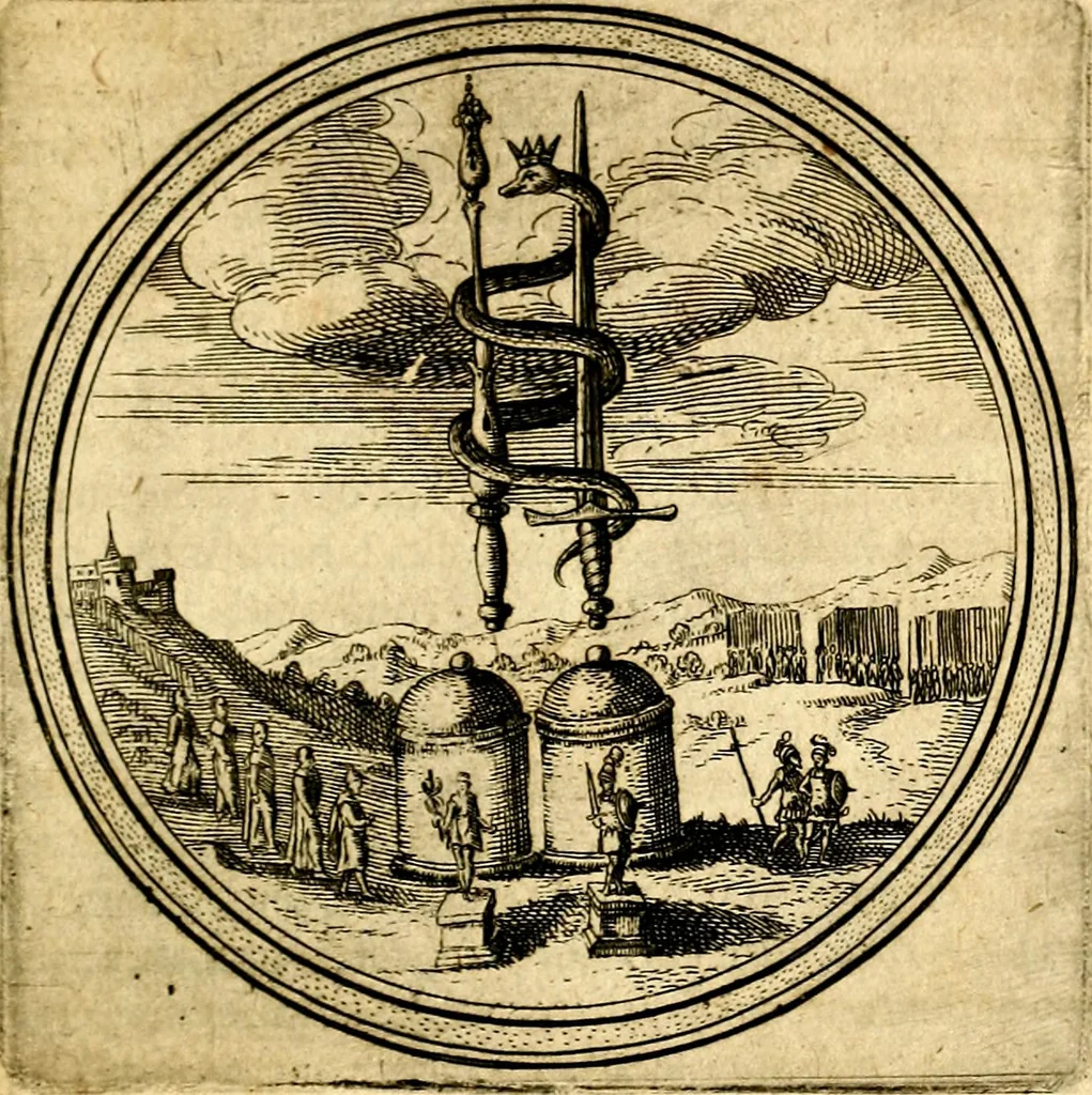 An illustration from Emblemata politica. Quibus ea, quae ad principatum spectant breviter demonstrantur singulor vero explicatio fusius proponitur. Opus novum, 1618, leaf 122