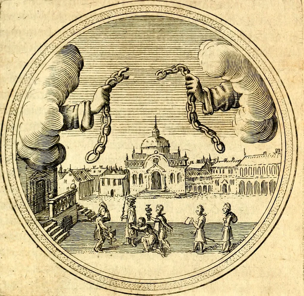 An illustration from Emblemata politica. Quibus ea, quae ad principatum spectant breviter demonstrantur singulor vero explicatio fusius proponitur. Opus novum, 1618, leaf 142