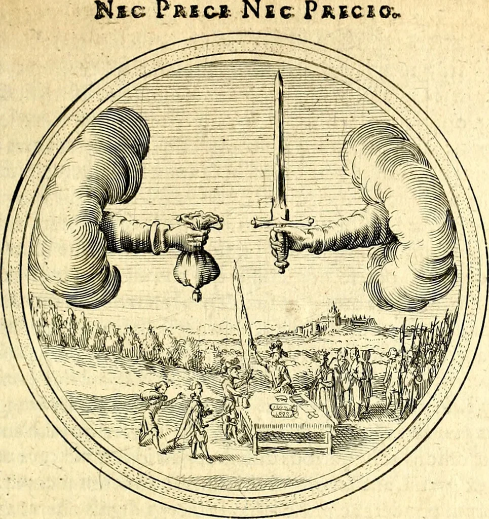 An illustration from Emblemata politica. Quibus ea, quae ad principatum spectant breviter demonstrantur singulor vero explicatio fusius proponitur. Opus novum, 1618, leaf 154