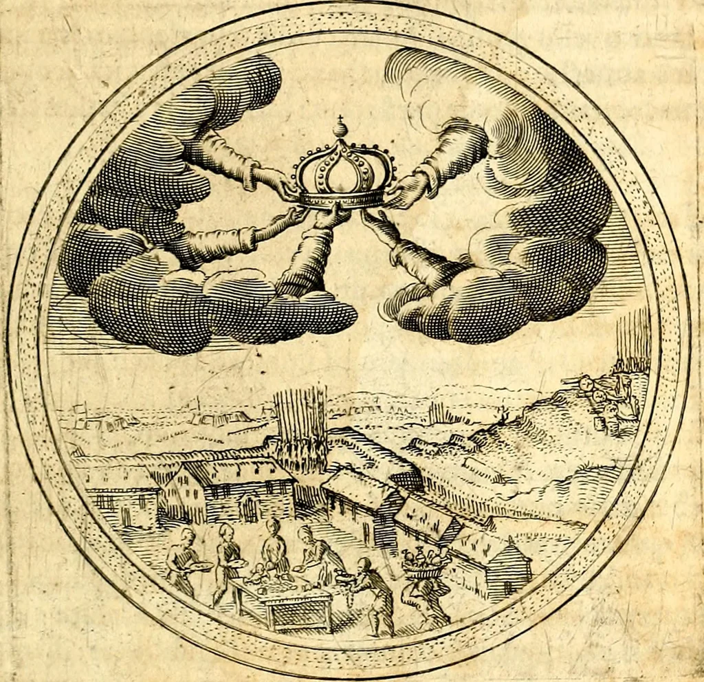 An illustration from Emblemata politica. Quibus ea, quae ad principatum spectant breviter demonstrantur singulor vero explicatio fusius proponitur. Opus novum, 1618, leaf 222