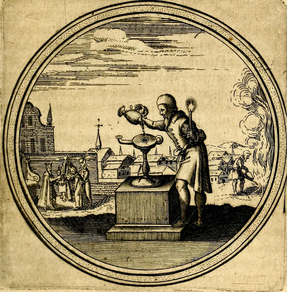 An illustration from Emblemata politica. Quibus ea, quae ad principatum spectant breviter demonstrantur singulor vero explicatio fusius proponitur. Opus novum, 1618, leaf 90