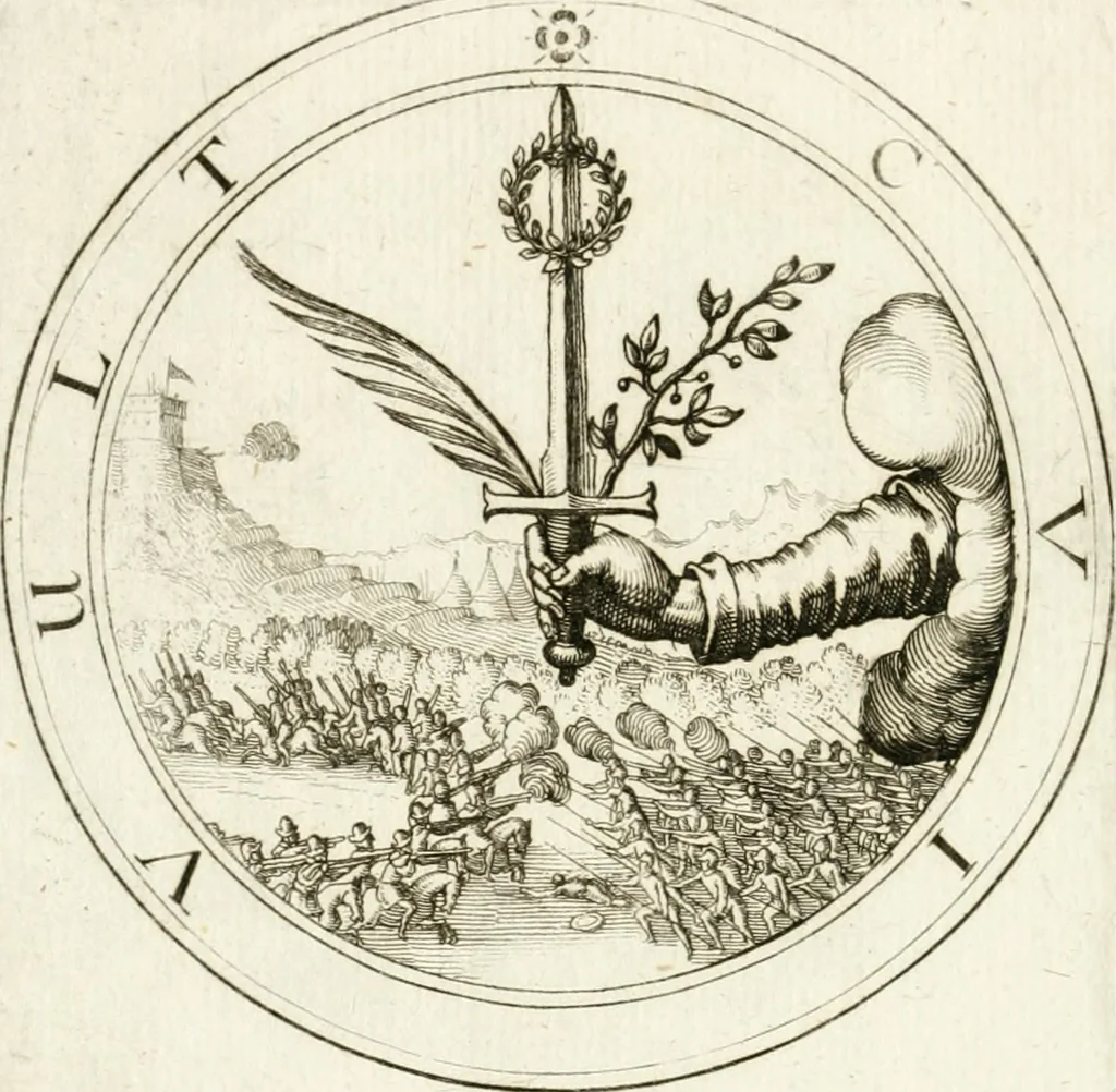 An illustration from Emblemata pro toga et sago, 1690, leaf 19