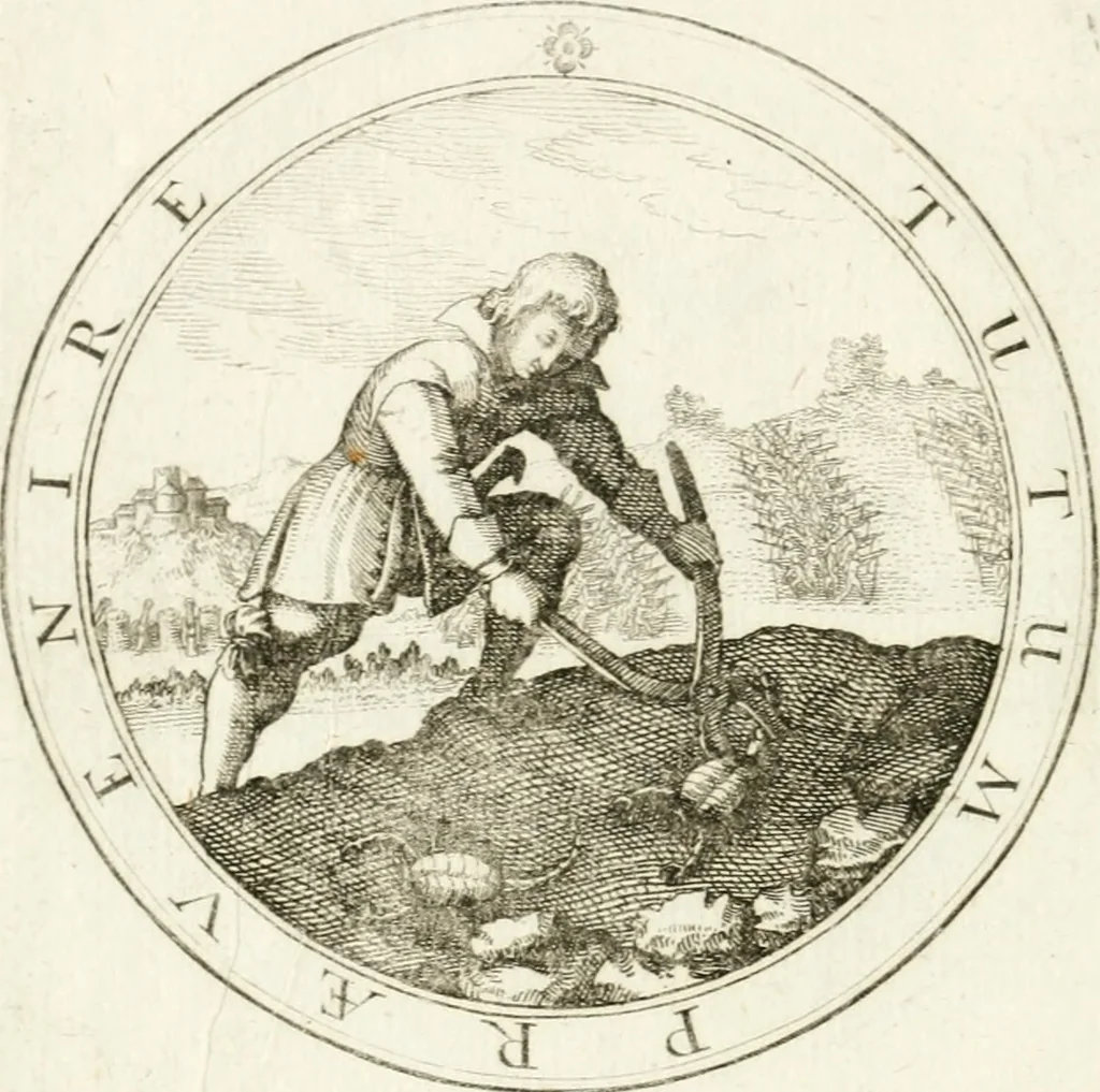 An illustration from Emblemata pro toga et sago, 1690, leaf 27