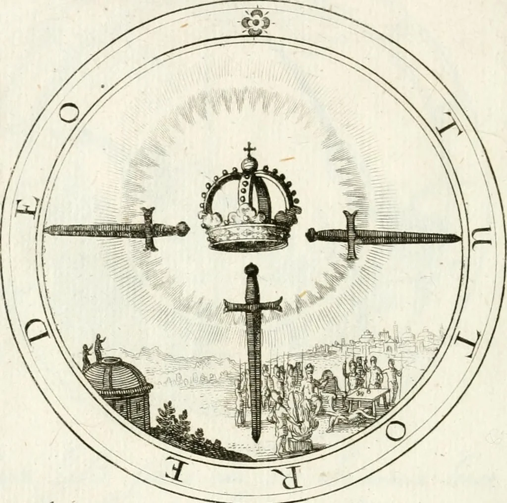 An illustration from Emblemata pro toga et sago, 1690, leaf 45
