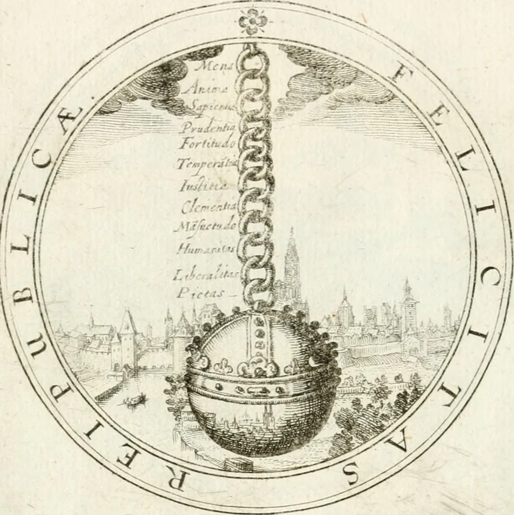 An illustration from Emblemata pro toga et sago, 1690, leaf 53