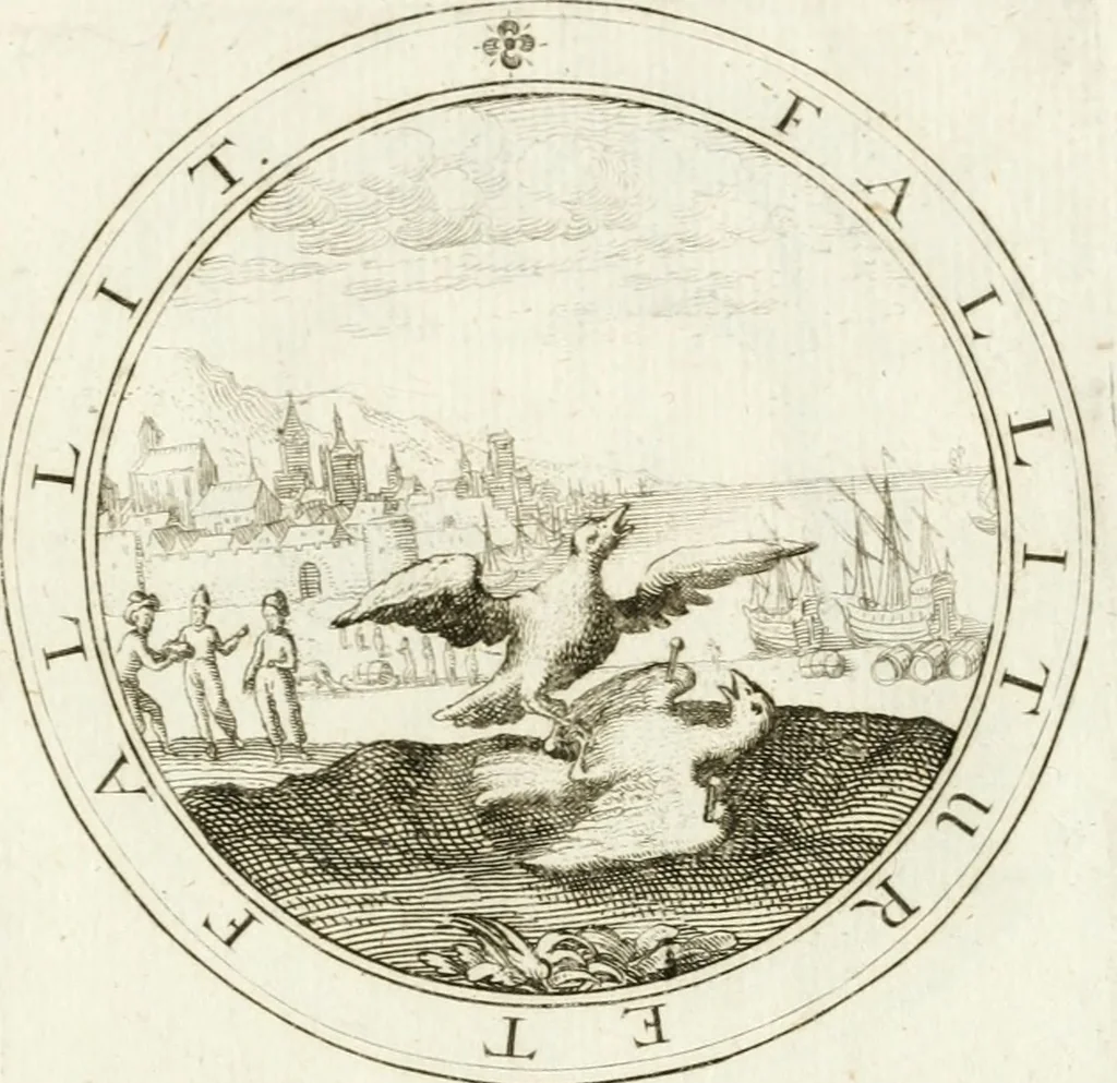An illustration from Emblemata pro toga et sago, 1690, leaf 64
