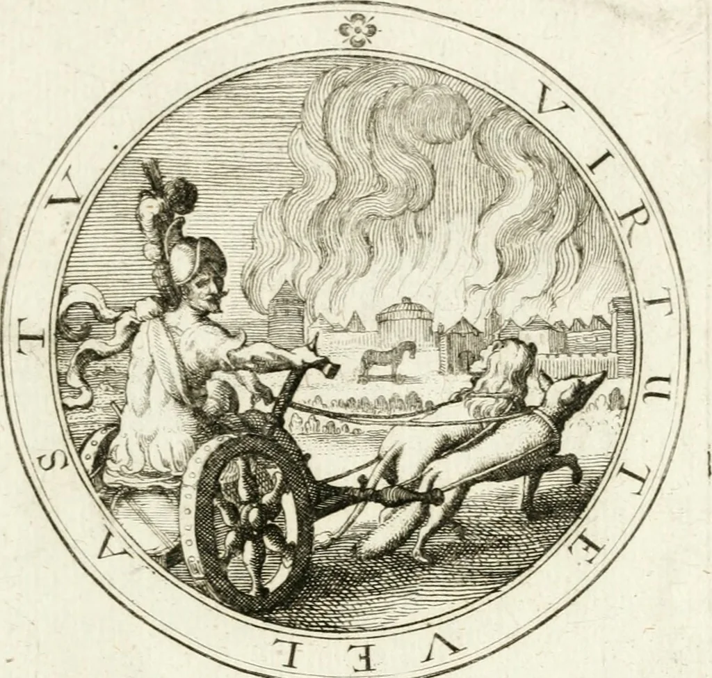 An illustration from Emblemata pro toga et sago, 1690, leaf 80