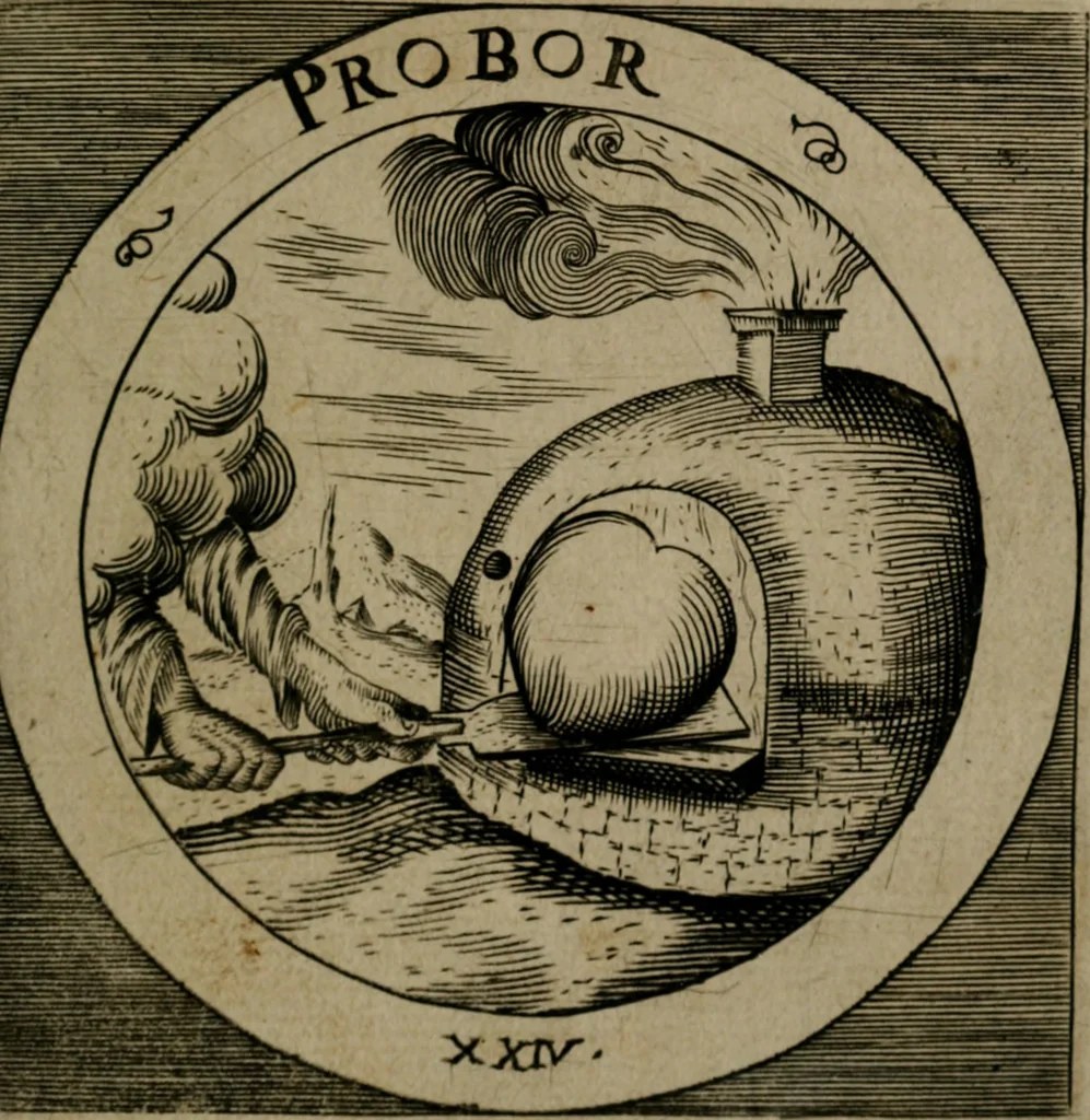 An illustration from Emblemata sacra : hoc est, decades quinque emblematum ex sacra scriptura, de dulcissimo nomine & cruce Jesu Christi, figuris aeneis incisorum ..., 1624, leaf 112
