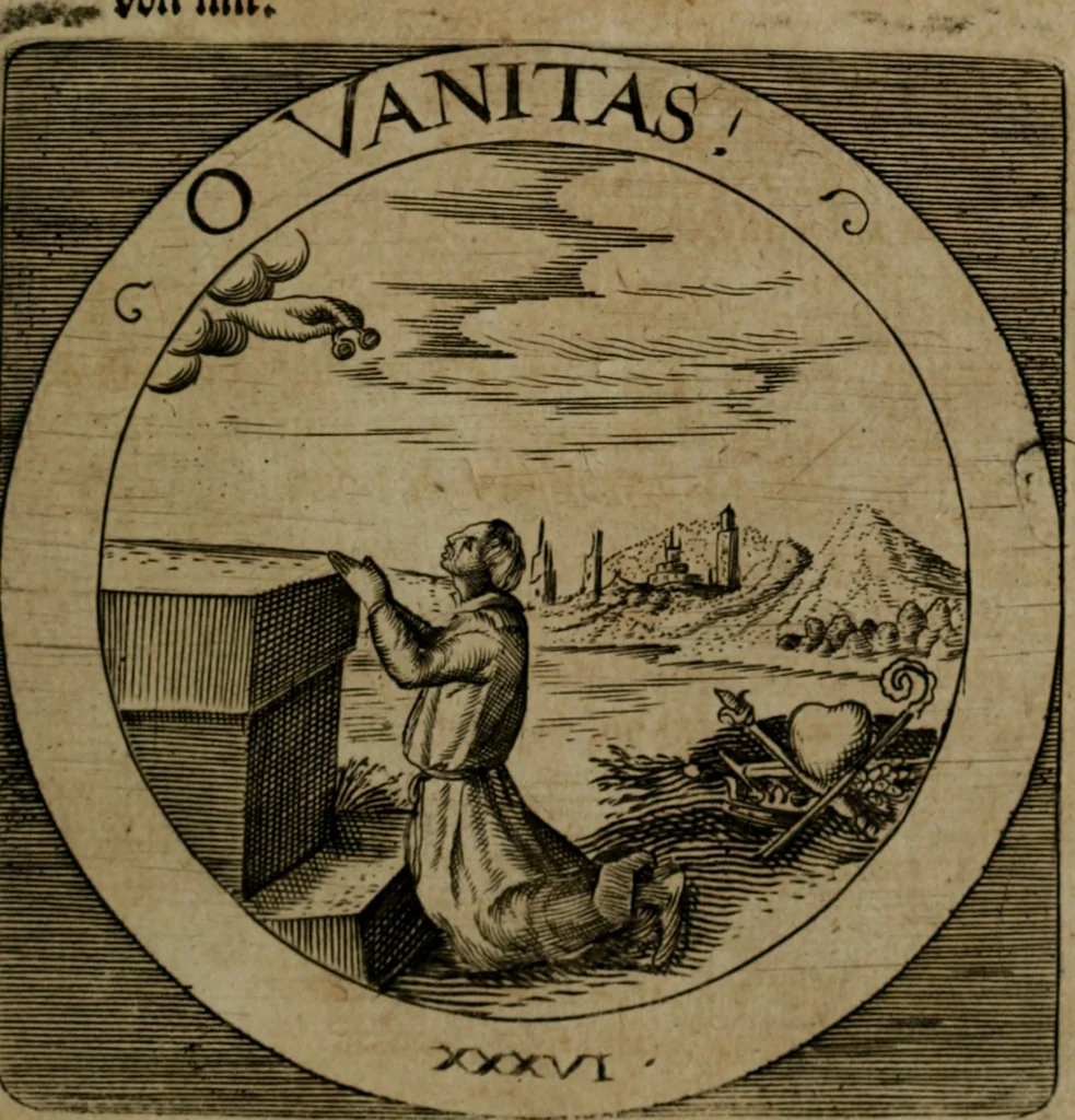 An illustration from Emblemata sacra : hoc est, decades quinque emblematum ex sacra scriptura, de dulcissimo nomine & cruce Jesu Christi, figuris aeneis incisorum ..., 1624, leaf 160