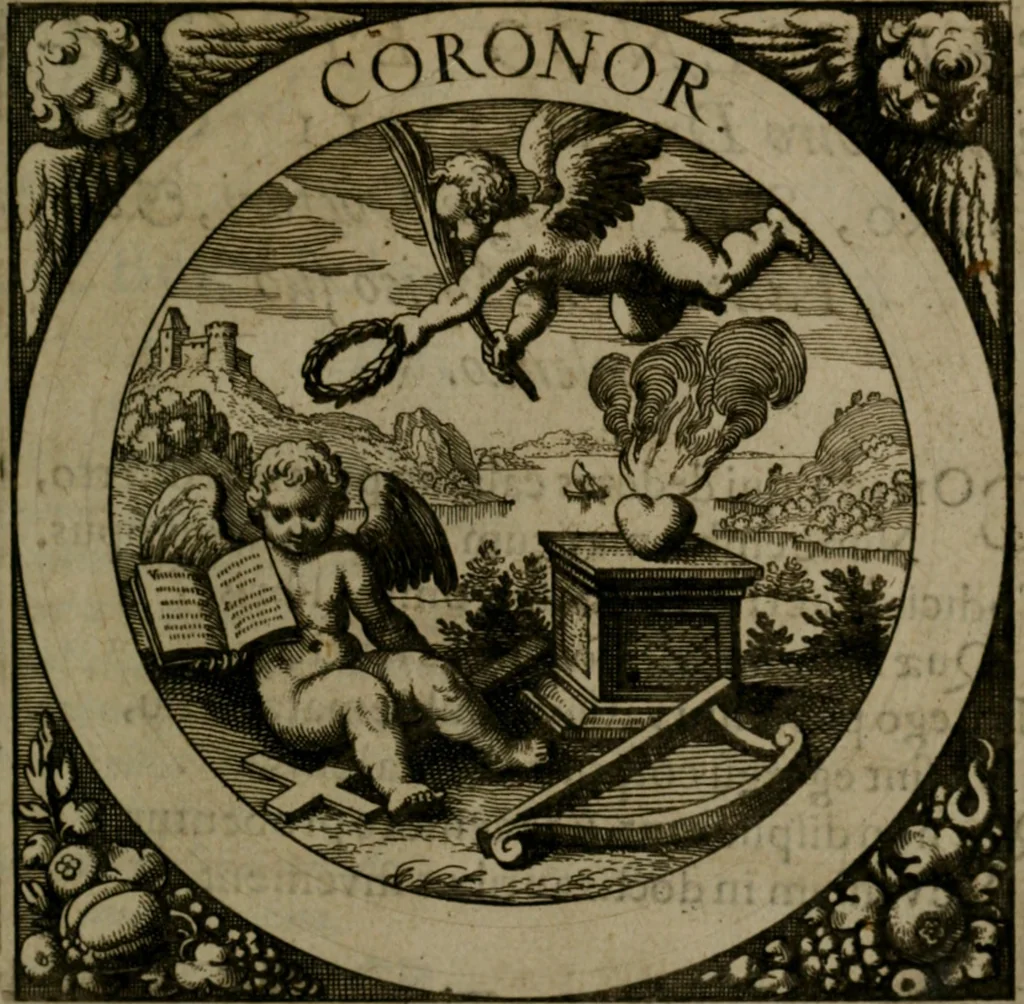 An illustration from Emblemata sacra : hoc est, decades quinque emblematum ex sacra scriptura, de dulcissimo nomine & cruce Jesu Christi, figuris aeneis incisorum ..., 1624, leaf 226