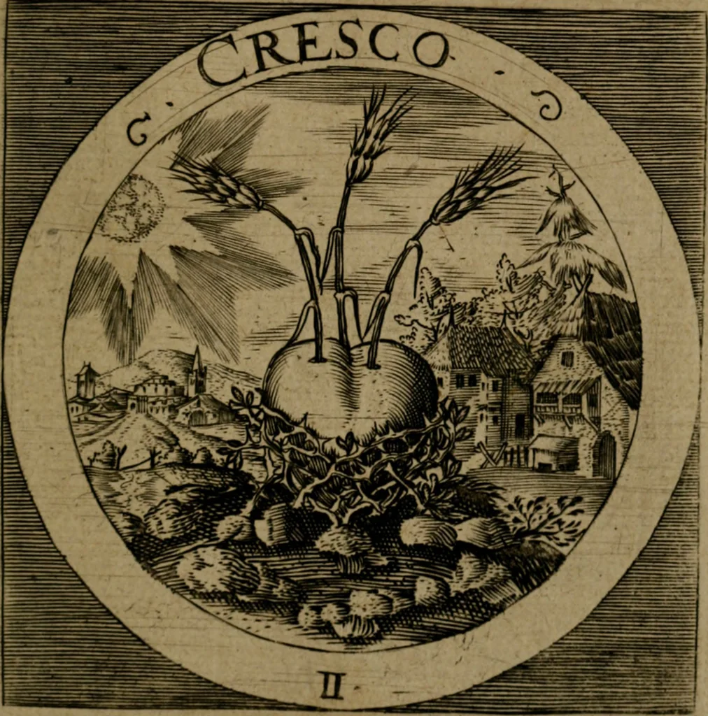 An illustration from Emblemata sacra : hoc est, decades quinque emblematum ex sacra scriptura, de dulcissimo nomine & cruce Jesu Christi, figuris aeneis incisorum ..., 1624, leaf 24