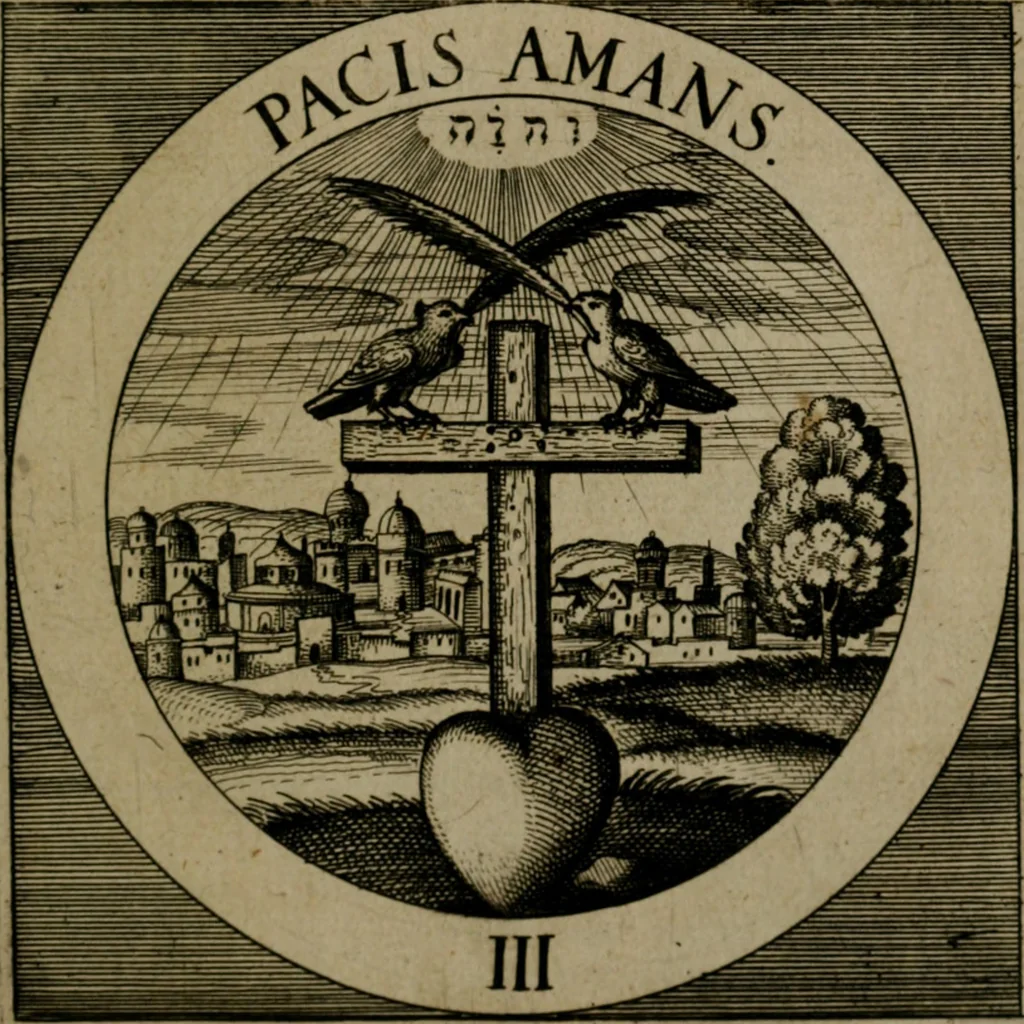 An illustration from Emblemata sacra : hoc est, decades quinque emblematum ex sacra scriptura, de dulcissimo nomine & cruce Jesu Christi, figuris aeneis incisorum ..., 1624, leaf 244