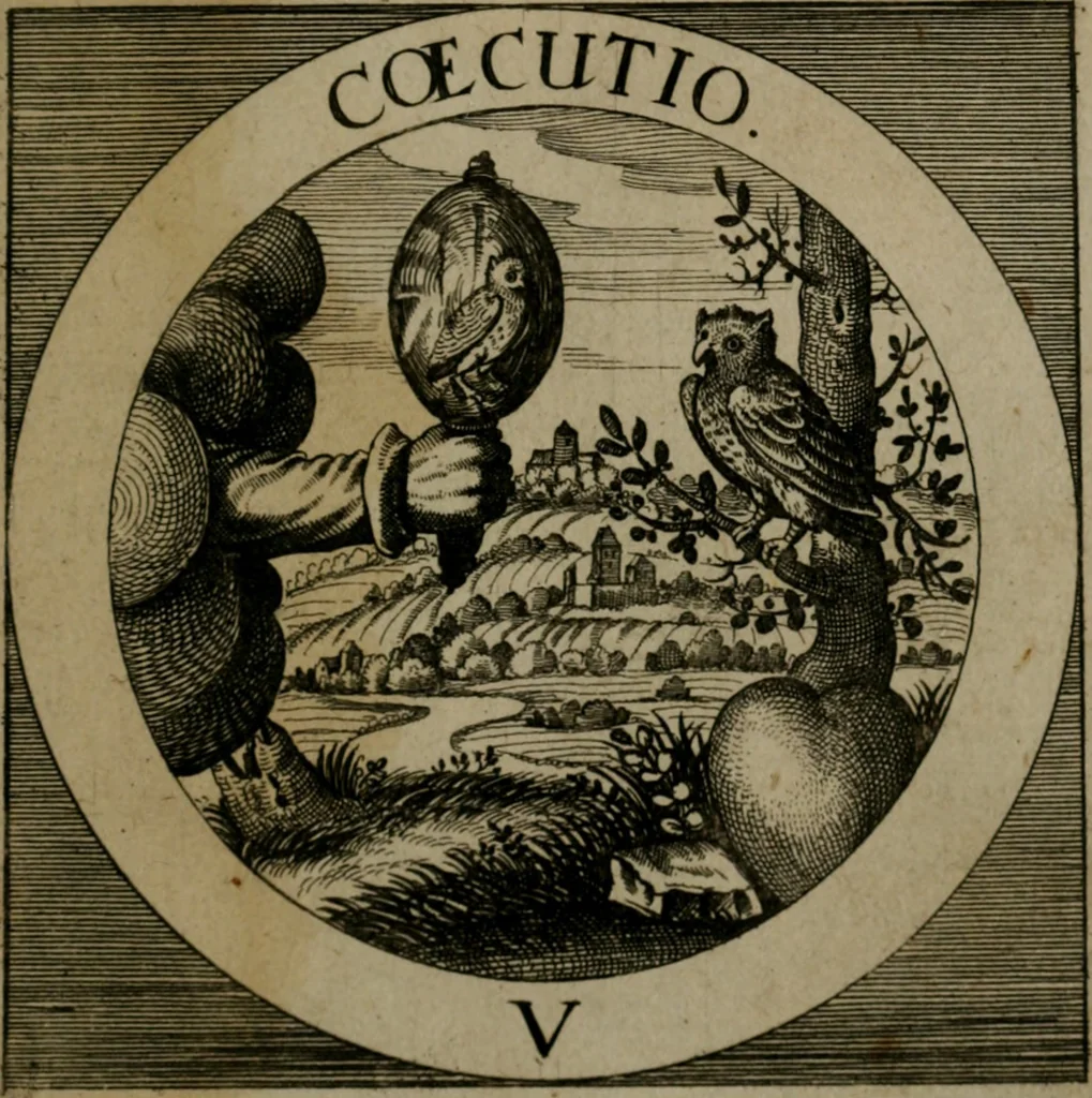 An illustration from Emblemata sacra : hoc est, decades quinque emblematum ex sacra scriptura, de dulcissimo nomine & cruce Jesu Christi, figuris aeneis incisorum ..., 1624, leaf 252