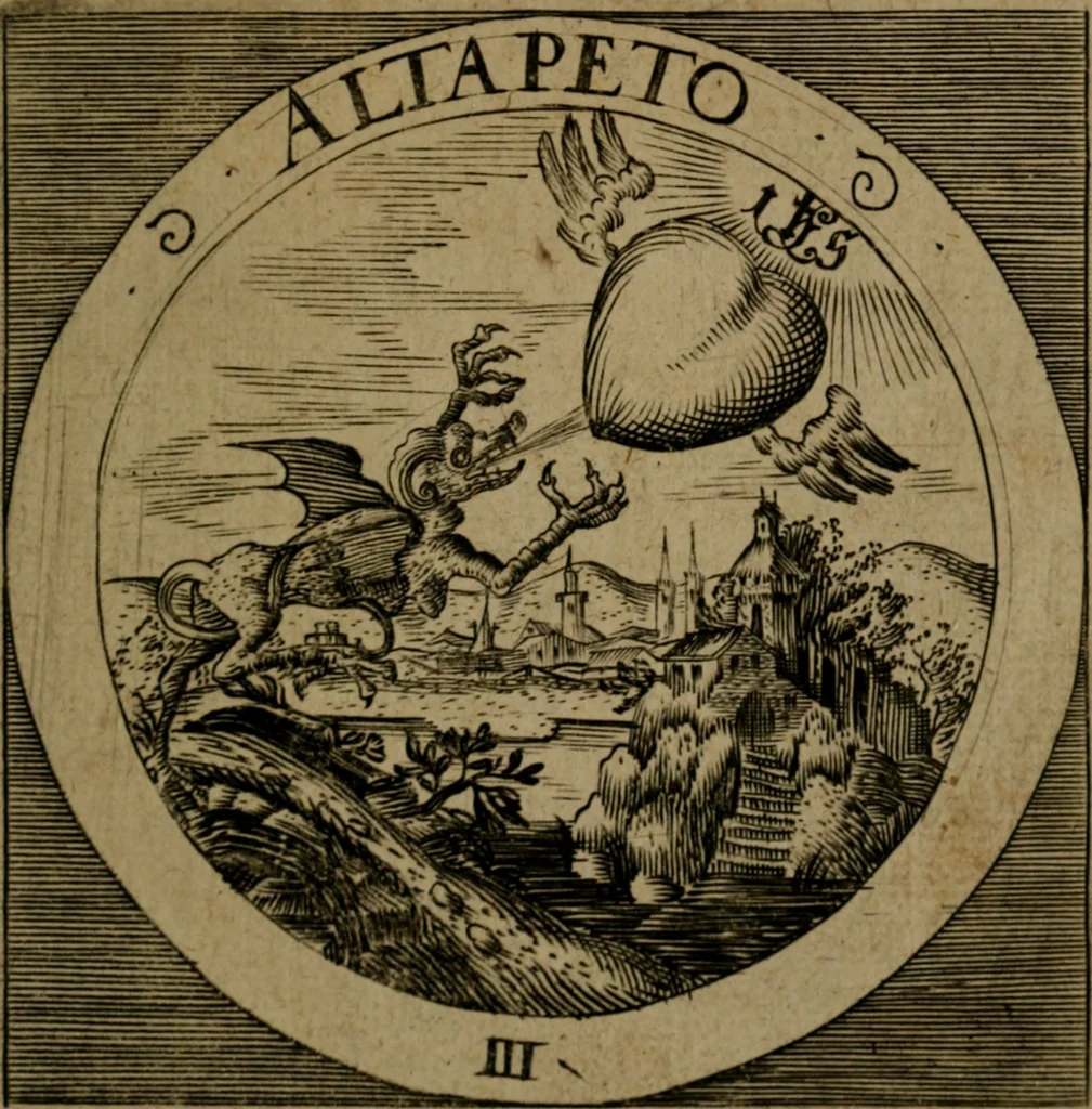 An illustration from Emblemata sacra : hoc est, decades quinque emblematum ex sacra scriptura, de dulcissimo nomine & cruce Jesu Christi, figuris aeneis incisorum ..., 1624, leaf 28