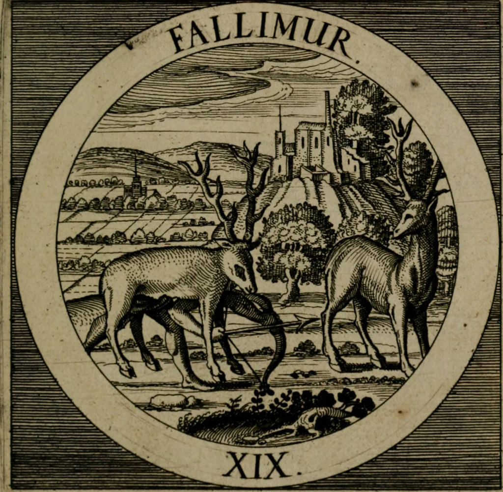 An illustration from Emblemata sacra : hoc est, decades quinque emblematum ex sacra scriptura, de dulcissimo nomine & cruce Jesu Christi, figuris aeneis incisorum ..., 1624, leaf 308